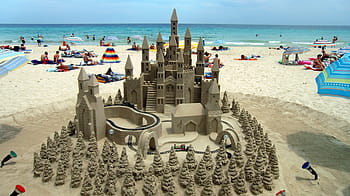 sand castle, beach, mallorca, sandburg, holiday, summer, sun, sand, sea, mediterranean, balearic islands