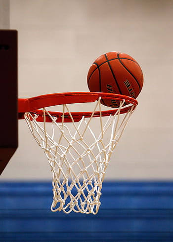hnědý, Basketball, okraj, bílý, Červené, basketbalový koš, síť, skóre, obruč, míč, fotbalová branka
