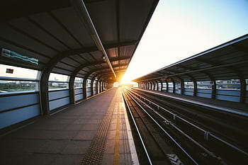 Eisenbahn, Schiene, Zug, Bahnhof, Muster, Perspektive, Spuren, industriell, Metro, Reise, Transport