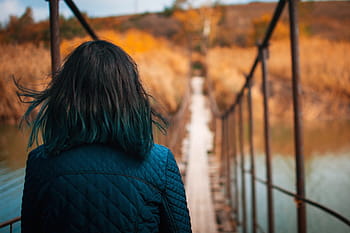 standing, bridge, Woman, people, adventure, nature, outdoors, loneliness, women, sadness, one Person