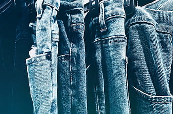 blu, denim, jeans, avvicinamento, sospeso, i pantaloni, pantaloni, indossare, uomo, donna, moda