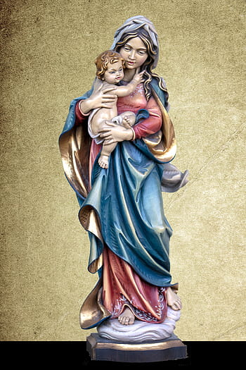 art statue, mary with child jesus, holy figure - gold, statue, christianity, mother of god, virgin mary