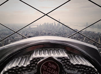 tower viewer, lookout, fence, skyline, sky, new york, city, view, rooftops, buildings, skyscrapers