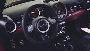 Černá, šedá, mini vozidlo, interiér, řízení, kolo, přístrojová deska, krytý, auto, volant, automobilového průmyslu