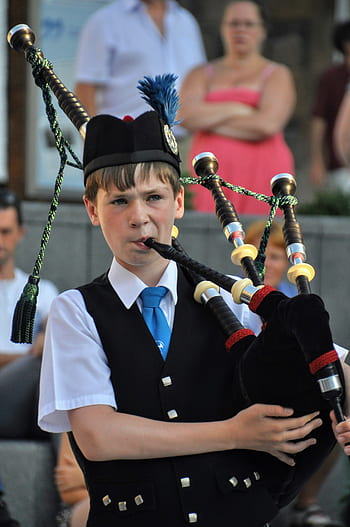 bagpipes, boy, scotland, music, hands