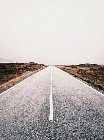 asphalt road, daytime, asphalt, road, brown, fields, grass, gray, roads, white, nature