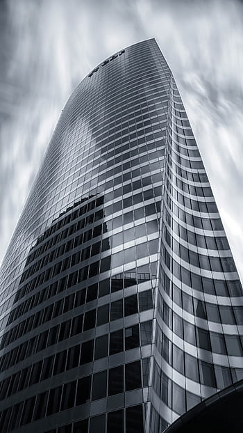 grattacielo, edificio per uffici, città, costruzione, alto, centro, architettura, monocromatico, riflessione, moderno, urbano