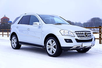 bílý, mercedes-benz, w164, w164 suv, silnice, pokryté, sníh, během dne, Příroda, auto, vozidlo