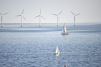 barca a vela, mulino a vento, vento, energia, acqua, mare, cielo, copenhagen, Danimarca, oceano, crociera