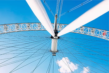 low, angle photo, white, ferris, wheel, daytime, london, isle, ferris wheel, blue, sky