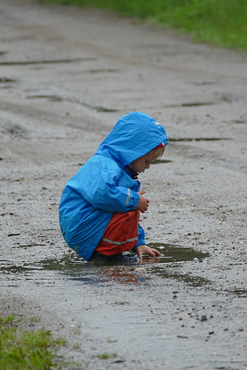 Children Playing, Puddle, rain, childhood, one boy only, boys, one person, full length, sand