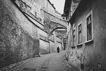 dlažební kamen, ulice, silnice, město, cihly, architektura, vinobraní, Černý a bílý