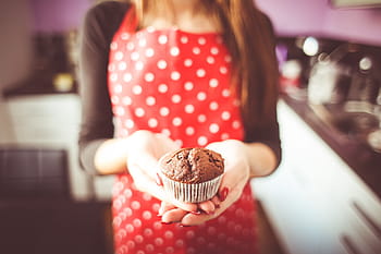 Little, Homemade, Muffin, Tangan, memanggang, memasak, makanan, gadis, lapar, dapur, manis