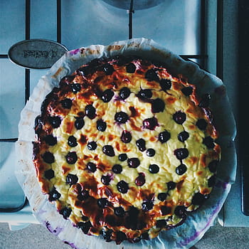 rustikální, domácí výroba, dort, třešní, dezert, kuchyně, pohled shora, jídlo, pizza, sýr, pečený