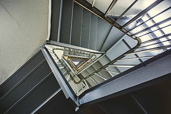 triangle, staircase, architecture, modern, indoors, spiral, steps, city, urban, steel, structure