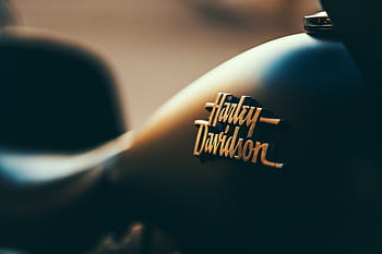 makro záběr fotografie, logo harley-davidson, selektivní, soustředit se, modrý, harley, davidson, motocykl, palivo, nádrž, společnost