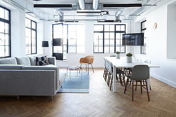 interno, design, tavoli, sedie, bianca, parete, finestra, soffitto, pavimento, incontro, camera