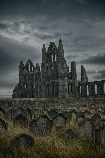 šedý betonový hrad, gotický, opatství, whitby, upír, Drákula, klášter, mezník, Británie, Anglie, yorkshire