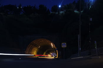 časosběrné fotografie, vozy, kolem, silnice, tunel, dlouho, expozice, auto, vozidlo, dlouhé expozice, přeprava