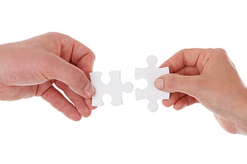 person, holding, 2-pieces, 2- pieces jig, saw, puzzle, connect, connection, cooperation, hands, isolated