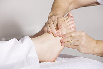 person, massaging, another, right foot, physiotherapy, foot massage, massage, alternative medicine, beauty, chinese, blood circulation