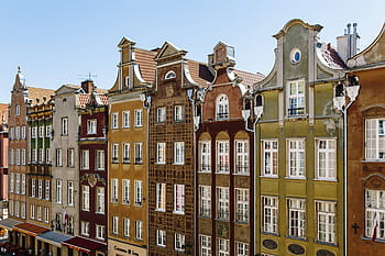Foto, Gdansk, Polandia, arsitektur, kota tua, rumah petak, bangunan Eksterior, struktur yang dibangun, rumah, Adegan perkotaan, jendela
