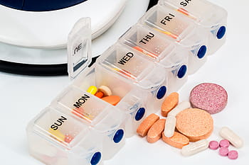 assorted, medicine pills, clear, medicine organizer, medicine, pills, blood pressure, hypertension, capsule, chronic medication, vitamin