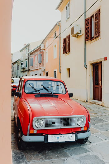 4, auto, oldtimer, Červené, ulice, isola, Evropa, vinobraní, doprava, starý, renault