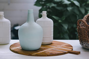 botol dekorasi, berbagai, tempat, Berwarna, botol, gelas, dekorasi, toples, ornamen, kayu - Bahan, meja