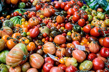 Verkauf, draussen, Markt, Gemüse, Essen / Trinken, Lebensmittel, gesund, Tomate, rot, Frische, Essen und Trinken