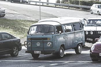 mavi volkswagen t2, mavi, volkswagen, kamyonet, merkez, yol, vanagon, arabalar, trafik, araba, taşımacılık