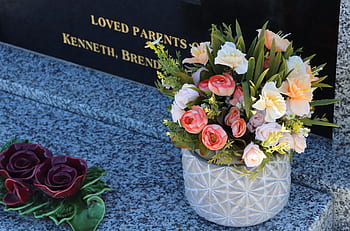spring, cemetery, flowers, mourning, commemorate, funeral, gravestone, faith, angel, stone, grave