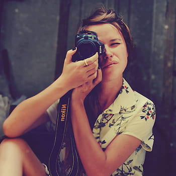 woman nikon camera, Woman, Nikon, Camera, Vintage, technology, camera - Photographic Equipment, photographer, women, hobbies, people