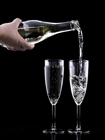 la personne, verser, Champagne, deux, des lunettes, veille, boisson, cristal, de fête, verre, année