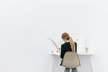 woman, sitting, chair, table, person, wearing, black, long, sleeved, shirt, girl