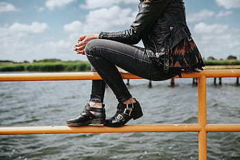rubia, mujer, madera, muelle, lago, hermoso, muelle de madera, por el lago, hembra, niña, agua