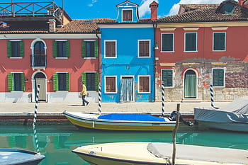 boats, body, water, front, house, white, yellow, motor, boat, docking, port