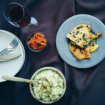 paleo chicken breast, mashed, cauliflower, Paleo, chicken breast, chicken, healthy, meat, steak, top view, food