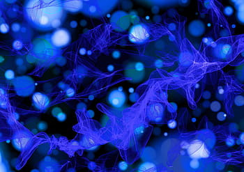 blue molecules illustration, bokeh, particles, background, light reflections, light, abstract, points, colorful, lens light flare, fade effect