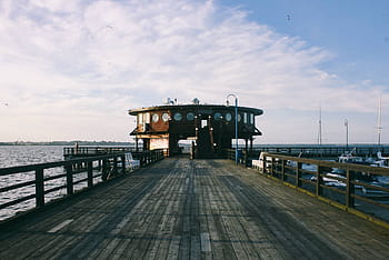 grande, de madera, muelle, lago, muelle de madera, junto al lago, agua, madera, embarcadero, mar, nube - cielo