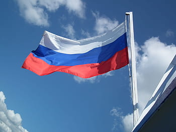 flag, russia, moscow, clouds, flutter, white, blue, red, stripes, blow, wind