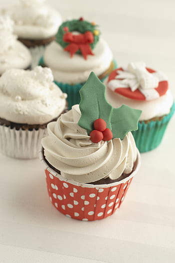 ferie, cupcakes, dessert, jul, chokolade, sød, bagt, frosting, kage, fløde, glasur