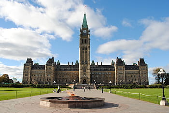 hnědý, beton, struktura, zataženo, modrý, nebe, ottawa, parlament, Kanada, vláda, kopec