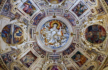 brown, multicolored, religious, artwork, church, dome, historically, sicily, italy, castelvetrano, st domenico