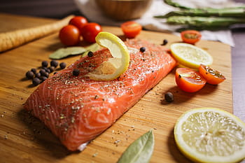 preparando, bife de salmão, fechar, salmão, bife, close-up, filé, alimentos, fã ferido, grelhado, faminto