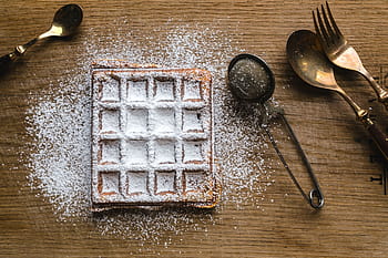 sarapan wafel, segar, raspberry, bubuk, gula, Sarapan, wafel, raspberry segar, gula bubuk, buah, pagi
