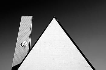bílý, pyramida budovy, vedle, věž, architektura, budova, čas, hodiny, struktura, zřízení, střecha