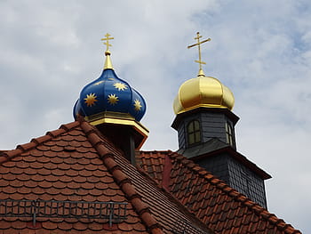 kostel, kupole, zlatý, ruská pravoslavná církev, ortodoxní