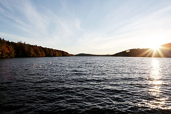lake, water, sunshine, summer, sunlight, blue, sky, clouds, trees, outdoors, nature