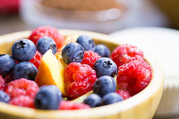 penuh, Mangkok, Sehat, Buah-buahan, blueberry, warna-warni, makanan, foodie, segar, persik, raspberry